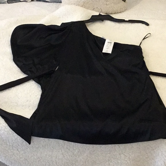 Cache Black Satin one shoulder blouse - Picture 1 of 3